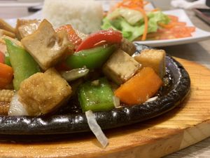 Sizzling Tofu! Comes with Rice and Veggies at Pho 36 in Corona