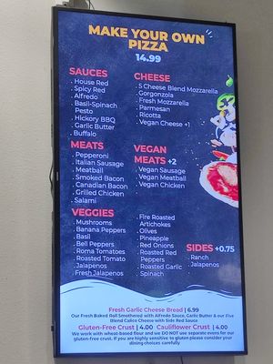 Pizza menu at EddieWorld in Yermo