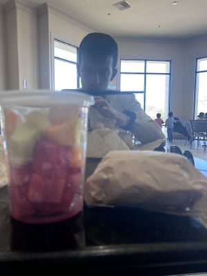 Fruit bowl and veggie sandwich   at EddieWorld in Yermo