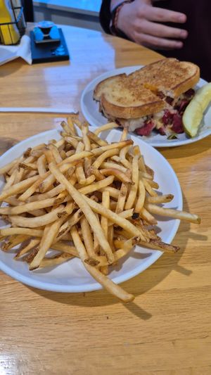 Vegan Reuban with fries at Chomp in Rochester