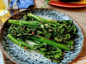 Tenderstem broccoli with chili and garlic at Ego at The Running Mare in Chelmsford