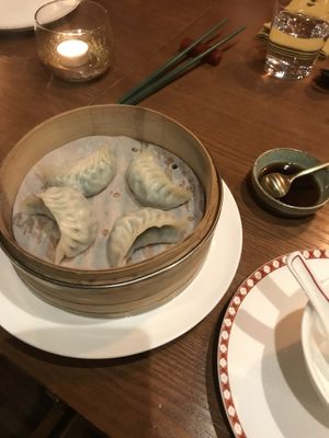 Vegan dumplings  at Old Bailey in Hong Kong Island