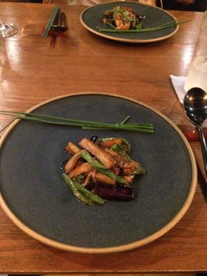Sauteed eggplant with green chili at Old Bailey in Hong Kong Island