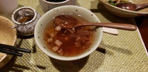 Peach gum dessert. Peach gum is gross. at Mi Xun TeaHouse 谧寻茶室 in Chengdu