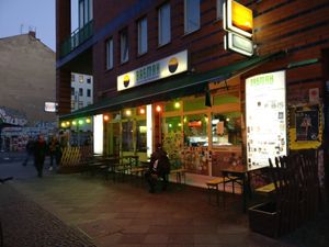 Outside seating area at Basmah in Berlin