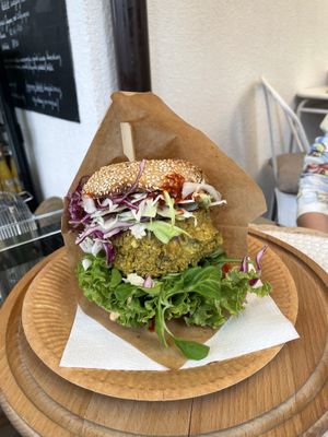 Broad bean burger  at Vegan Burger in Zielona Gora