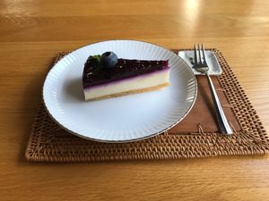 Sweet: Blueberry and soy milk yogurt cake at Cafe Necessite in Ojiya