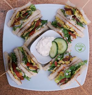 Club Sandwich with cheese and huevo 100% cruelty free at Light Frank in Gran Canaria