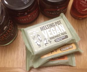 Some of the vegan options from the shop  at The Garlic Farm in Sandown