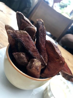 Sweet potato wedges at The Garlic Farm in Sandown