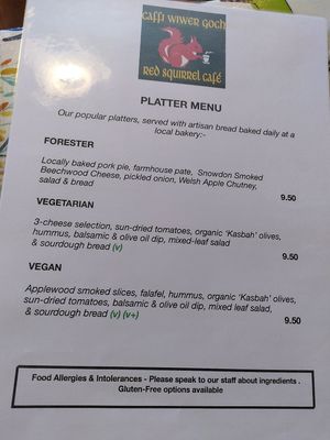 Platter menu (September 2021) at Red Squirrel Tapas Bar in Anglesey