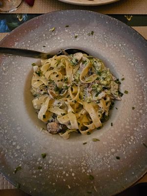 Vegan broccoli tagliatela at Pane & Vino in Evora