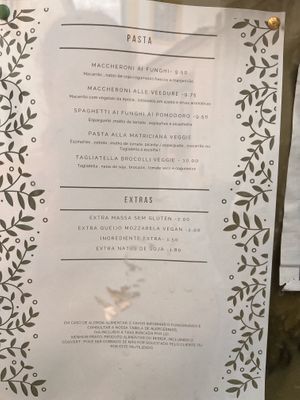 Vegan menu   at Pane & Vino in Evora