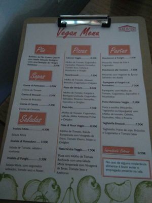 Menu Vegan at Pane & Vino in Evora