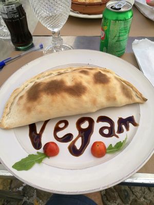 Vegan Calzone at Pane & Vino in Evora