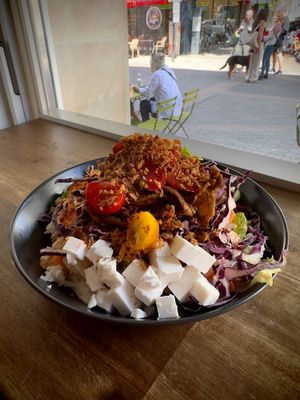 Kebab bowl, the feta style cheese tasted really good! at Vedans in Bayreuth