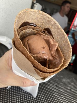 Galette and chocolate vegan  ice cream at Bon Bon Fait Maison - Maybe closed in Mykonos