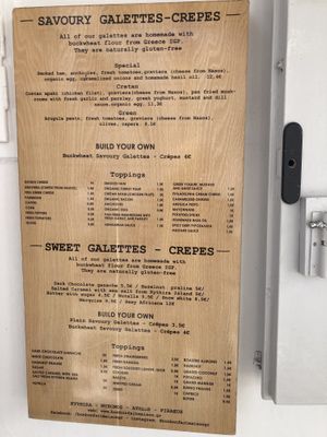  Galette wall menu at Bon Bon Fait Maison - Maybe closed in Mykonos
