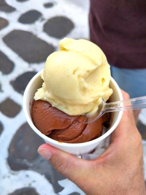 Vegan chocolate and lemon ice cream at Bon Bon Fait Maison - Maybe closed in Mykonos