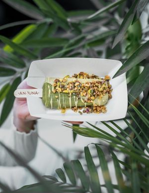 SICILIAN PISTACHIO ice pop, white chocolate dip, roasted pistachio
 at Anjuna Ice Pops - Sas utca in Budapest