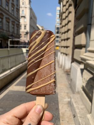 chocolate hazelnut, chocolate dipped and peanut butter  at Anjuna Ice Pops - Sas utca in Budapest