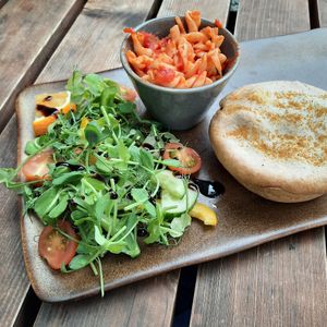 Vegan pie and side salad at Syke Farm Tea Room in Cockermouth