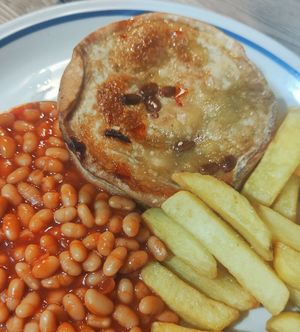 Vegan curried cauliflower pie (served at home) at Syke Farm Tea Room in Cockermouth