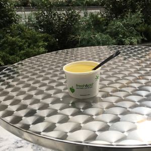 Vegan split pea soup at fresh&co - 57th St in New York City