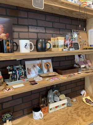 merchandise area at Alley Cat Cafe in Ithaca