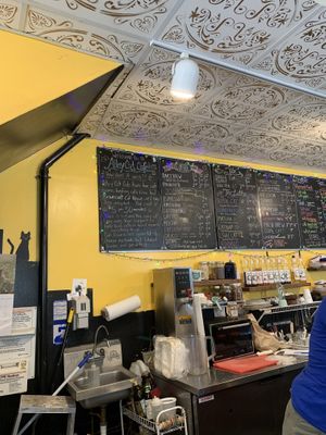 menu boards at Alley Cat Cafe in Ithaca
