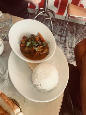 Thai curry with basmati rice. 12 euro. at Surf's Up Cafe in Enniscrone