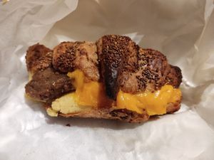 Vegan sausage, egg, and cheese croissant at Gregory's Coffee - 7th Ave in New York City