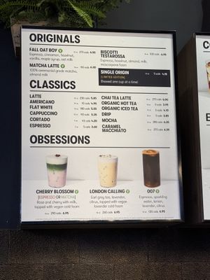 Coffee menu, lots of vegan choices  at Gregory's Coffee - 7th Ave in New York City