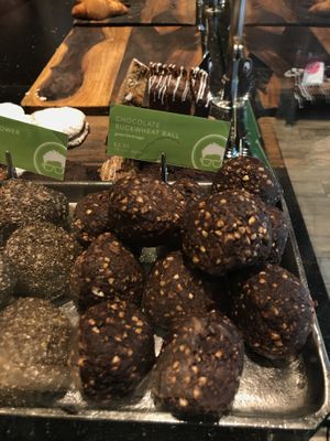Chocolate buckwheat balls at Gregory's Coffee - 7th Ave in New York City