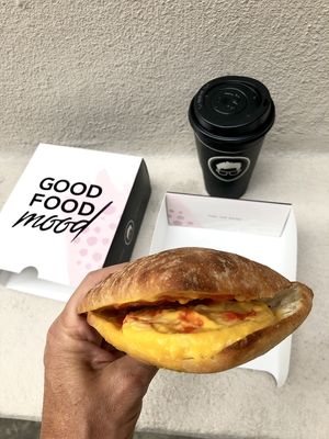 Vegan breakfast sandwich  at Gregory's Coffee - 7th Ave in New York City