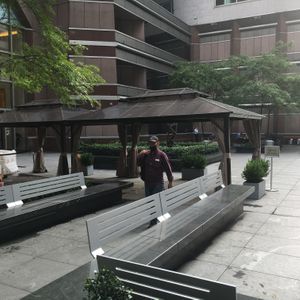 Public space nearby where you could hangout and eat/drink your wares (though no tables). at Gregory's Coffee - Madison Ave in New York City