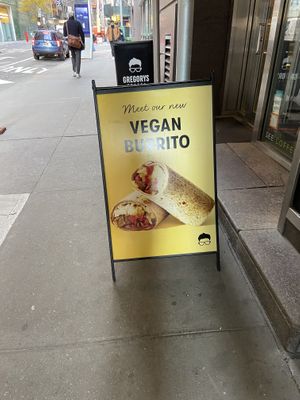 Vegan Burrito at Gregory's Coffee - Madison Ave in New York City
