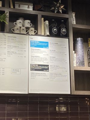 Vegan menu selection at Gregory's Coffee - Madison Ave in New York City