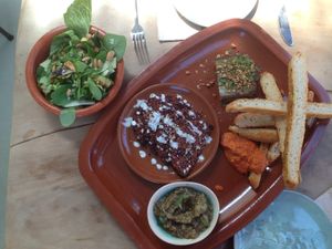 Lunch of the day (2 more dishes were brought a little later) summer style  at SESAM in Zutphen