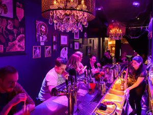 Bar area  at Beetle House in New York City