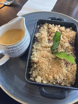 Allotment crumble w vegan custard  at The Old Farmhouse in Darlington
