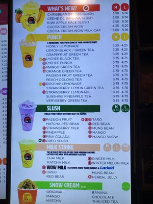 menu at Kung Fu Tea in Katy