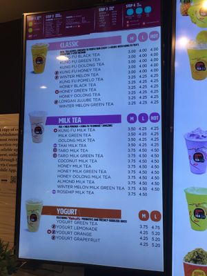 menu  at Kung Fu Tea in Katy