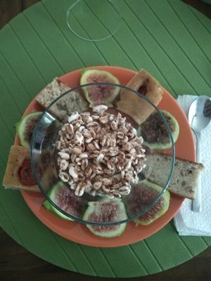 focaccia + cereals + fresh figs at Agriturismo La Lenticchia in Forli