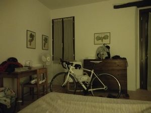 view from the king size bed in the room at night at Agriturismo La Lenticchia in Forli