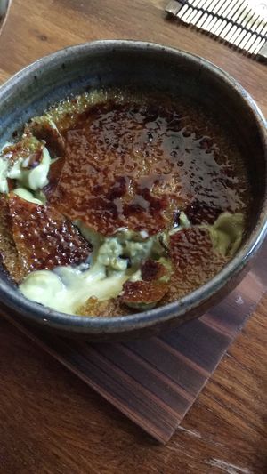 Green tea matcha crème brûlée  at Ryukishin - Richelieu in Paris