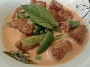 Red curry with tofu- so good  at Thai House in Tijuana