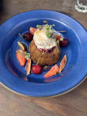 Delightful lavender bunt cake.  at Om Sabor in San Francisco