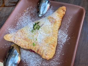 Special dessert on 2021-09-07: berry and fig turnover with custard at Om Sabor in San Francisco