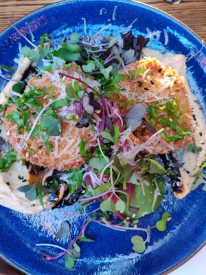 Jackfruit crab cake at Om Sabor in San Francisco